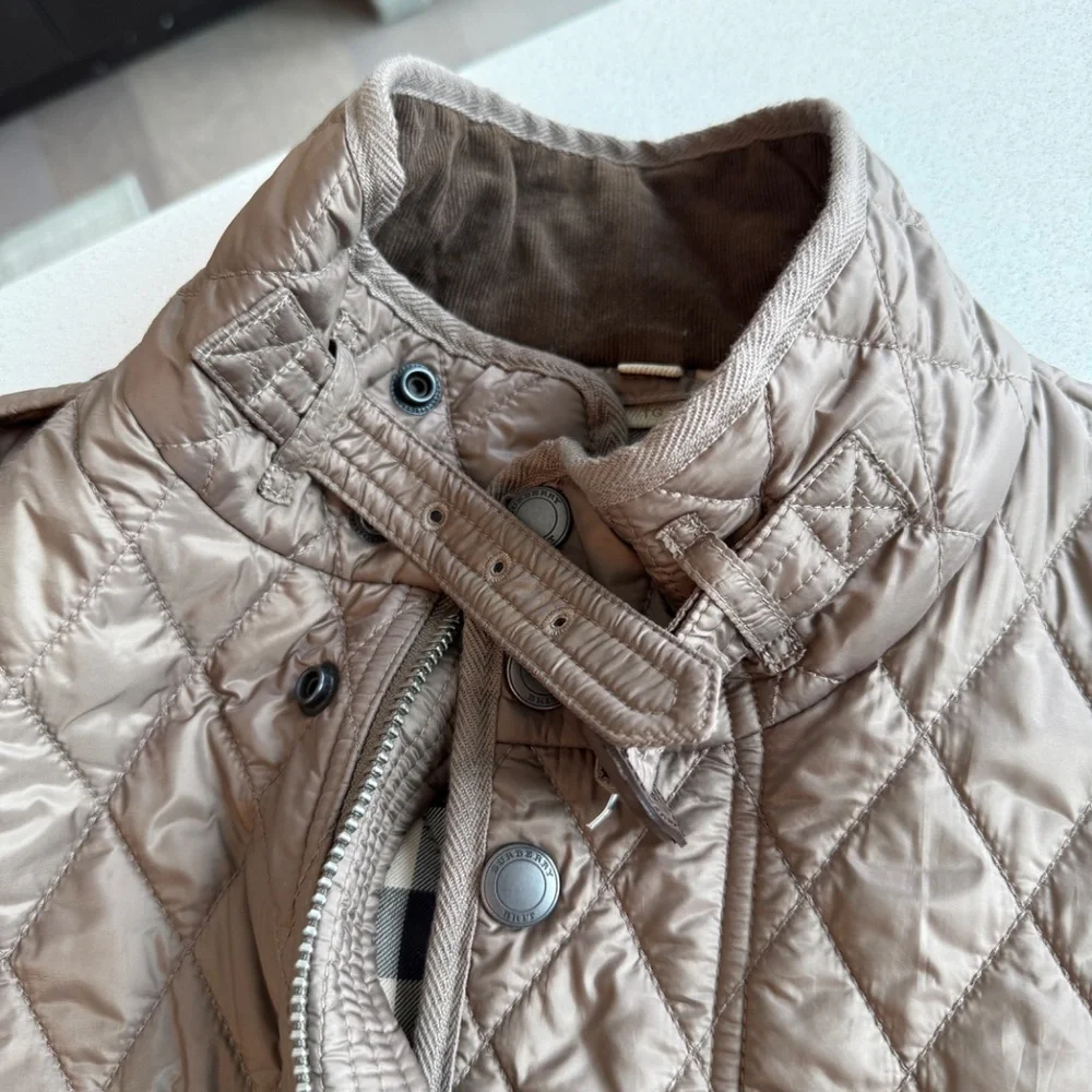 Men's Burberry Brit Russell Quilted Jacket w/plaid lining (Olive/Brown color) - Picture 11 of 16